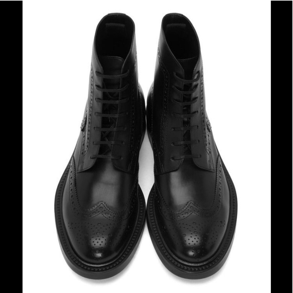 Saint Laurent Wingtip Oxford Lace Up Booties